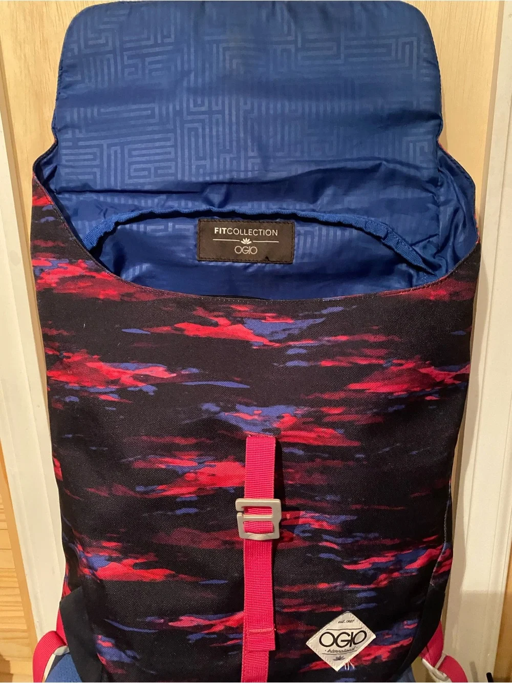OGIO  Backpack with Red and Blue Pattern